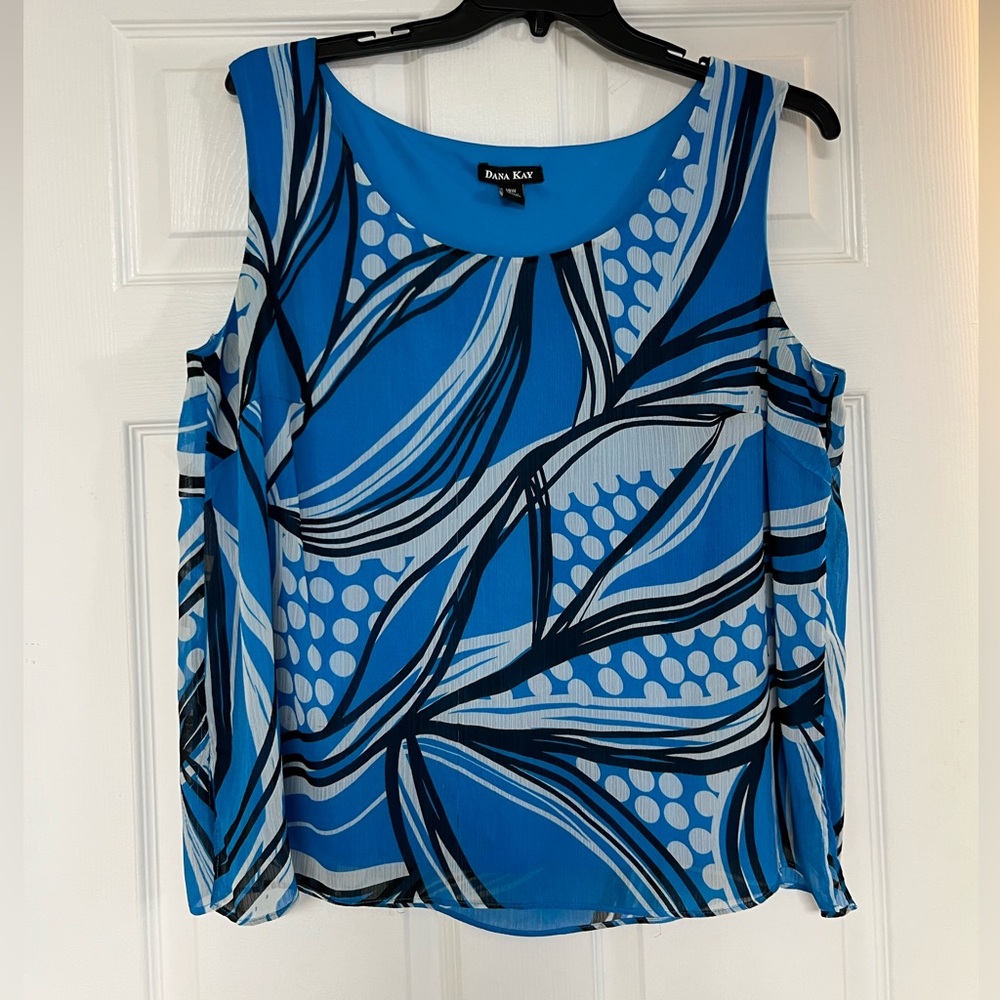 Dana Kay Vibrant Blue Abstract Women's Blouse